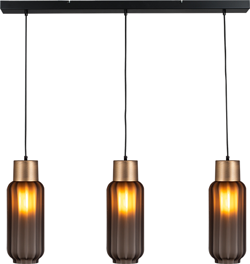 Lett HL "LETT RIB" BLACK/BRUSHED BRASS 3LTS BEAM 100X8CM