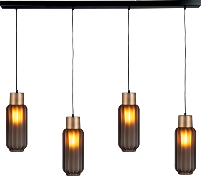 Lett HL "LETT RIB" BLACK/BRUSHED BRASS 4LTS BEAM 130X8CM