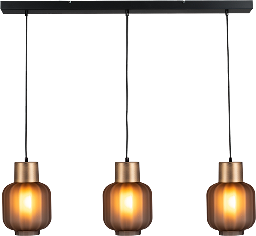 Lett HL "LETT RIB" BLACK/BRUSHED BRASS 3LTS BEAM BLACK 100X8CM