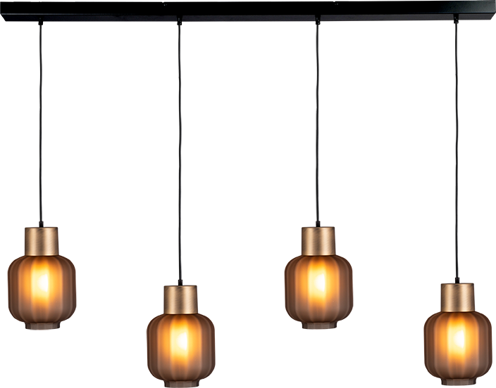 Lett HL "LETT RIB" BLACK/BRUSHED BRASS 4LTS BEAM BLACK 130X8CM