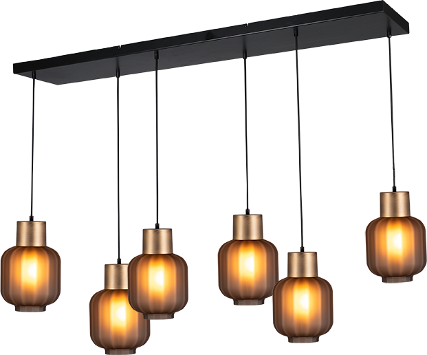 Lett HL "LETT RIB" BLACK/BRUSHED BRASS 6LTS BEAM BLACK 130X25CM