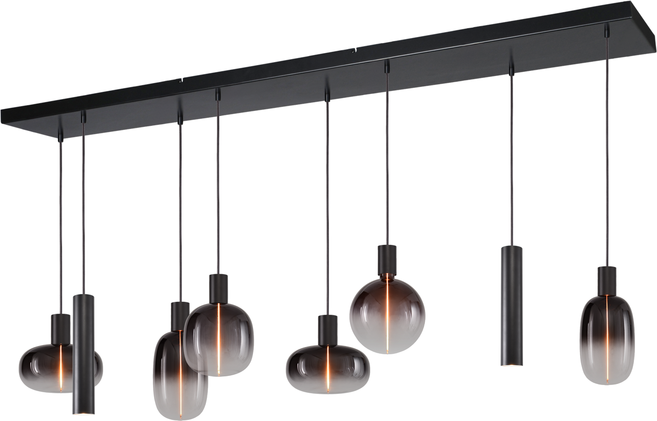 Tence HL TENCE E27 8-LIGHT BLACK, BEAM BLACK 160X25CM