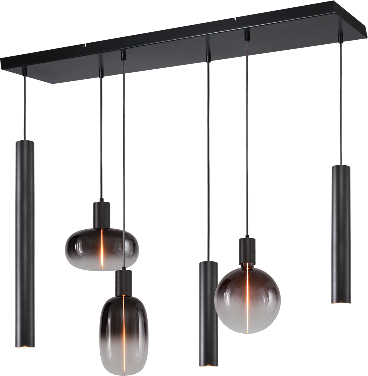 Tence HL TENCE E27 6-LIGHT BLACK, BEAM BLACK 100X25CM