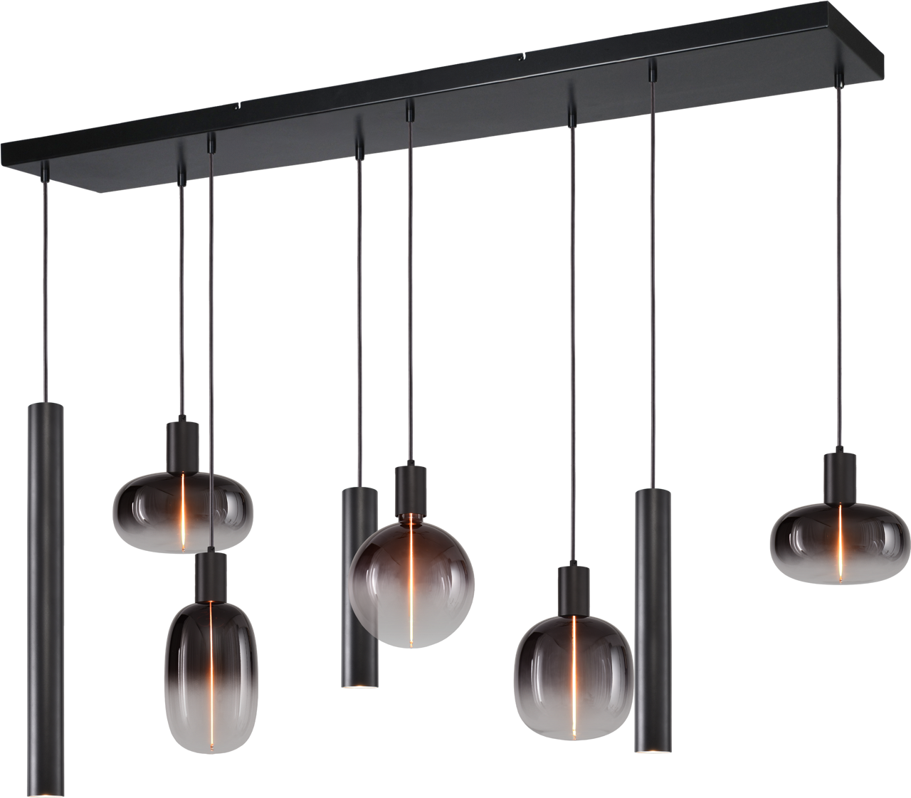 Tence HL TENCE E27 8-LIGHT BLACK, BEAM BLACK 130X25CM