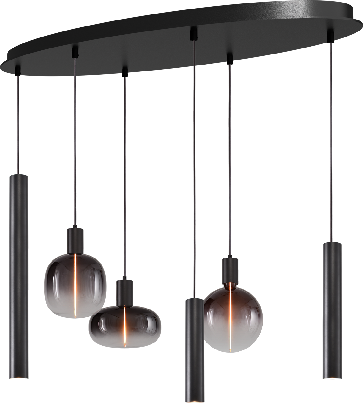 Tence HL TENCE E27 6-LIGHT BLACK, BEAM BLACK OVAL 100X40CM