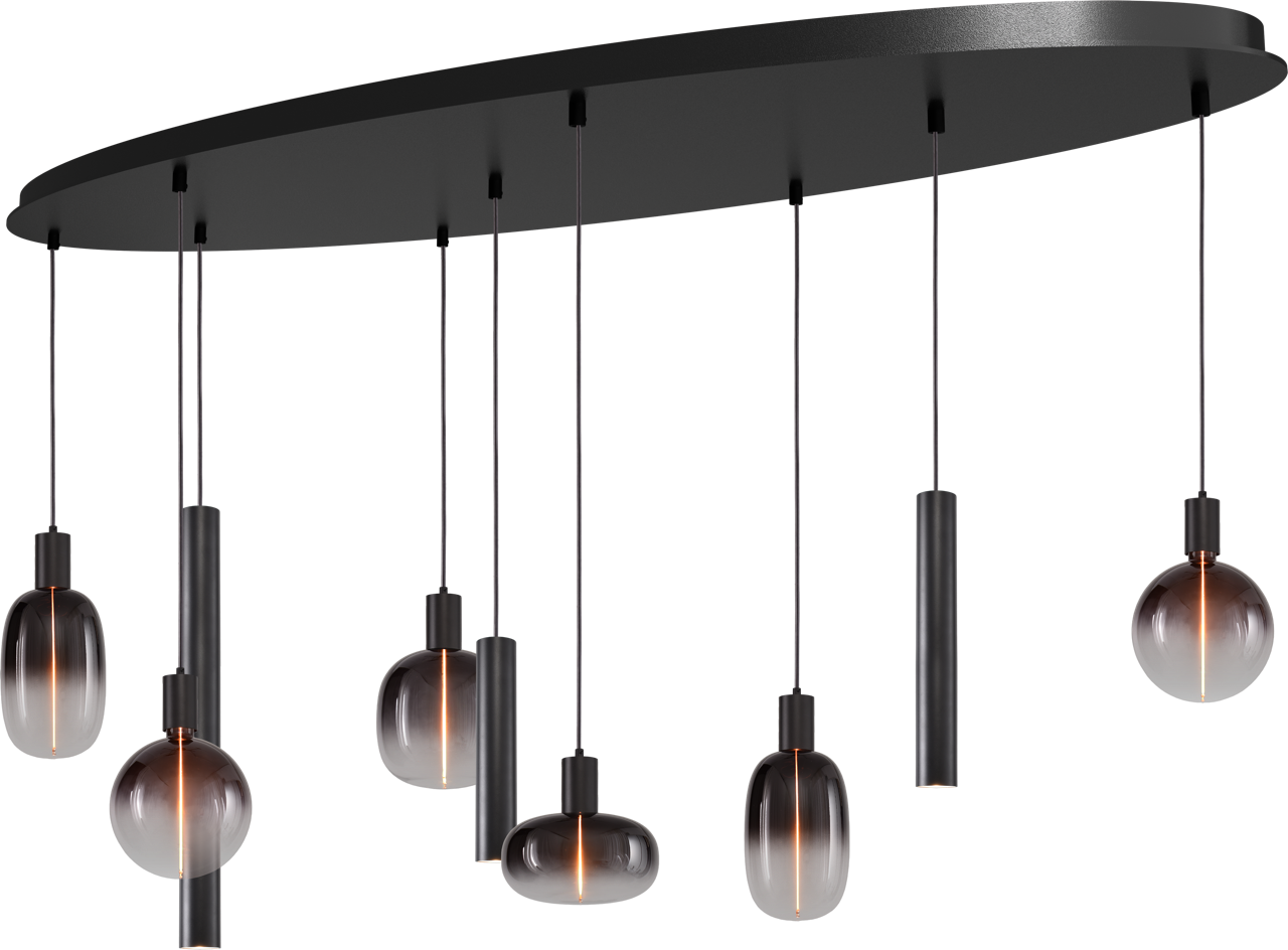 Tence HL TENCE E27 9-LIGHT BLACK, BEAM BLACK OVAL 160X60CM