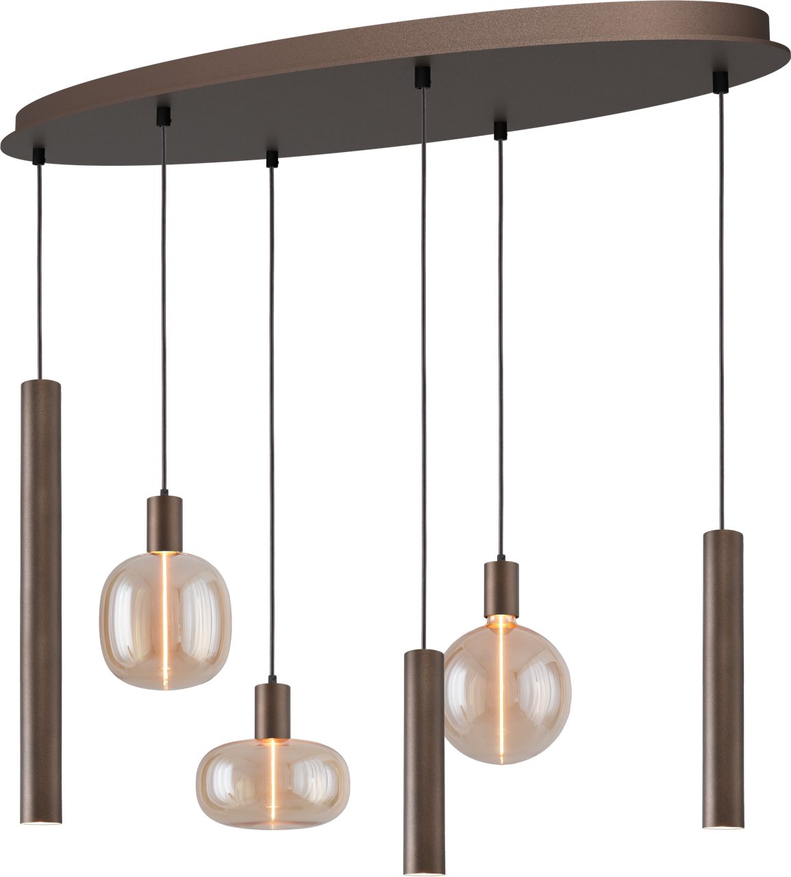 Tence HL TENCE E27 6-LIGHT CACAO, BEAM CACAO OVAL 100X40CM