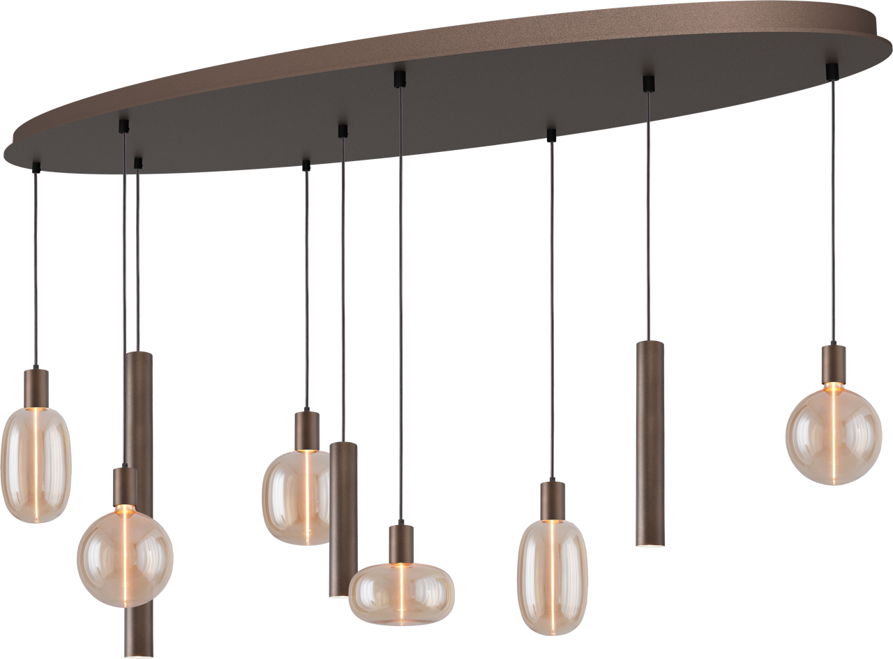Tence HL TENCE E27 9-LIGHT CACAO, BEAM CACAO OVAL 160X60CM