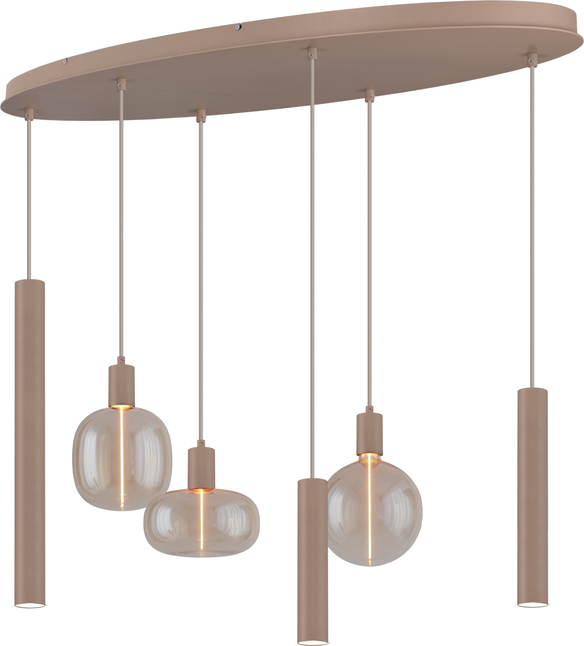 Tence HL TENCE E27 6-LIGHT BEIGE TERRA, BEAM BEIGE TERRA OVAL 100X40CM