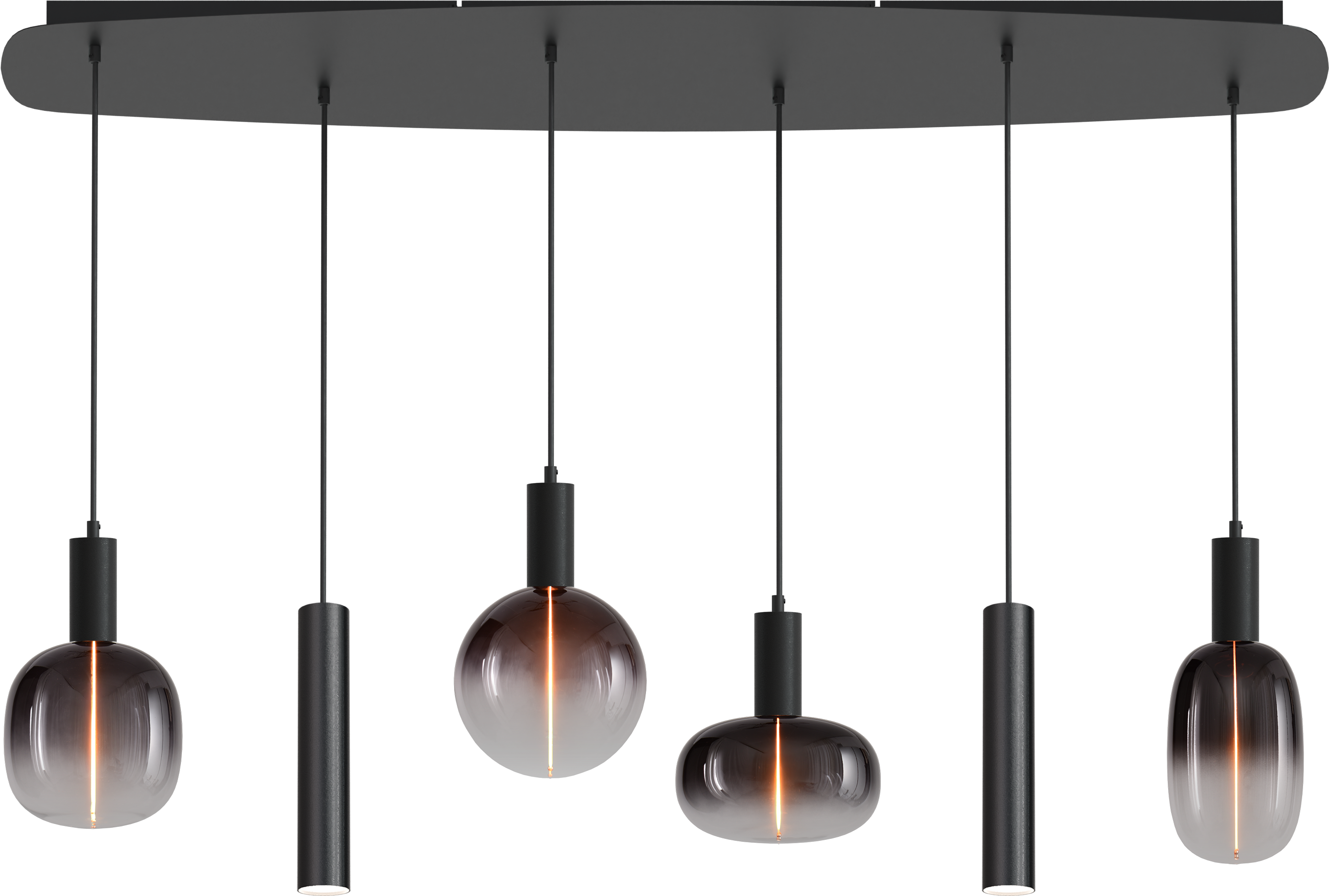 Tence HL TENCE E27 6-LIGHT BLACK, BEAM DANISH OVAL BLACK 140X45CM