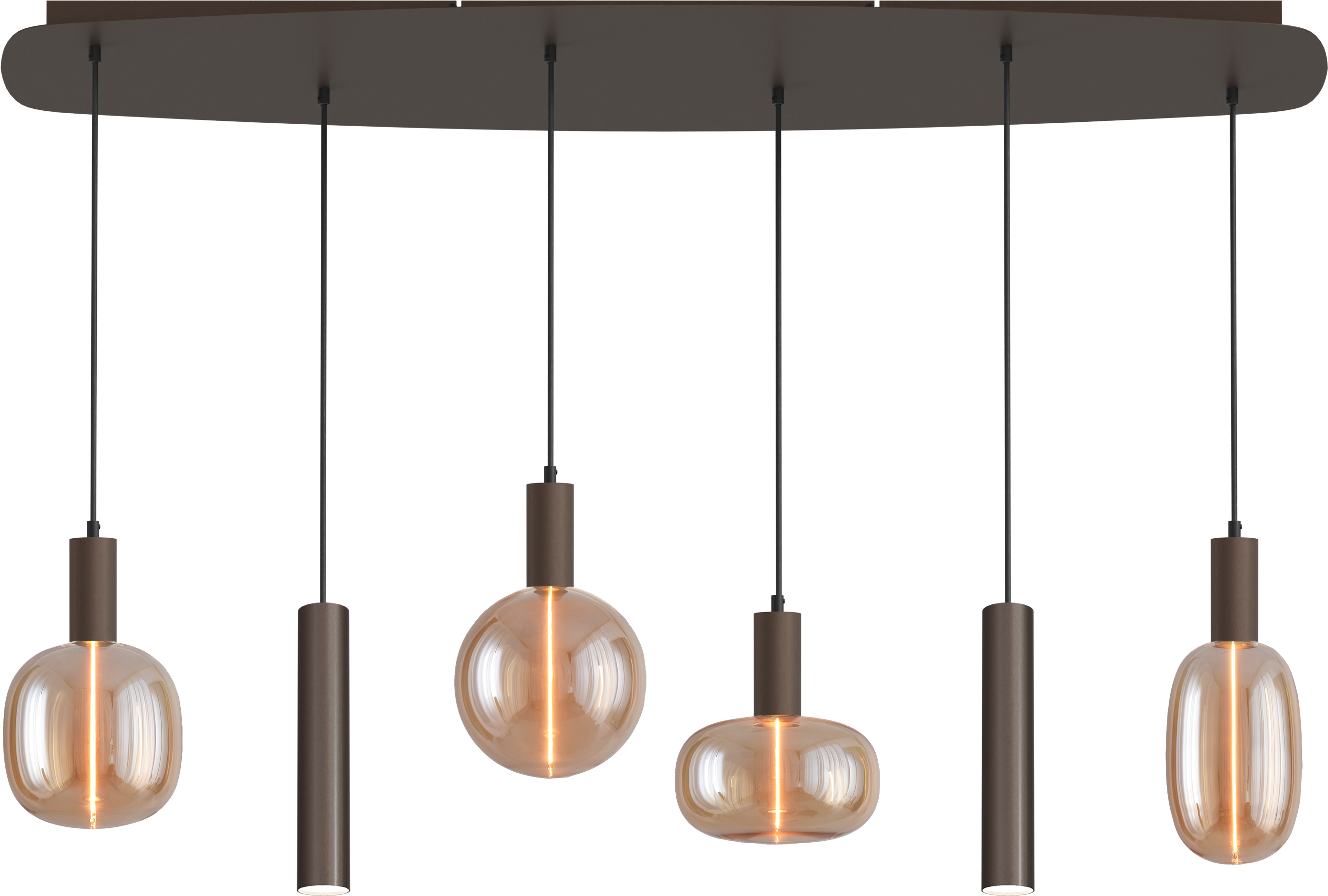 Tence HL TENCE E27 6-LIGHT CACAO, BEAM DANISH OVAL CACAO 140X45CM