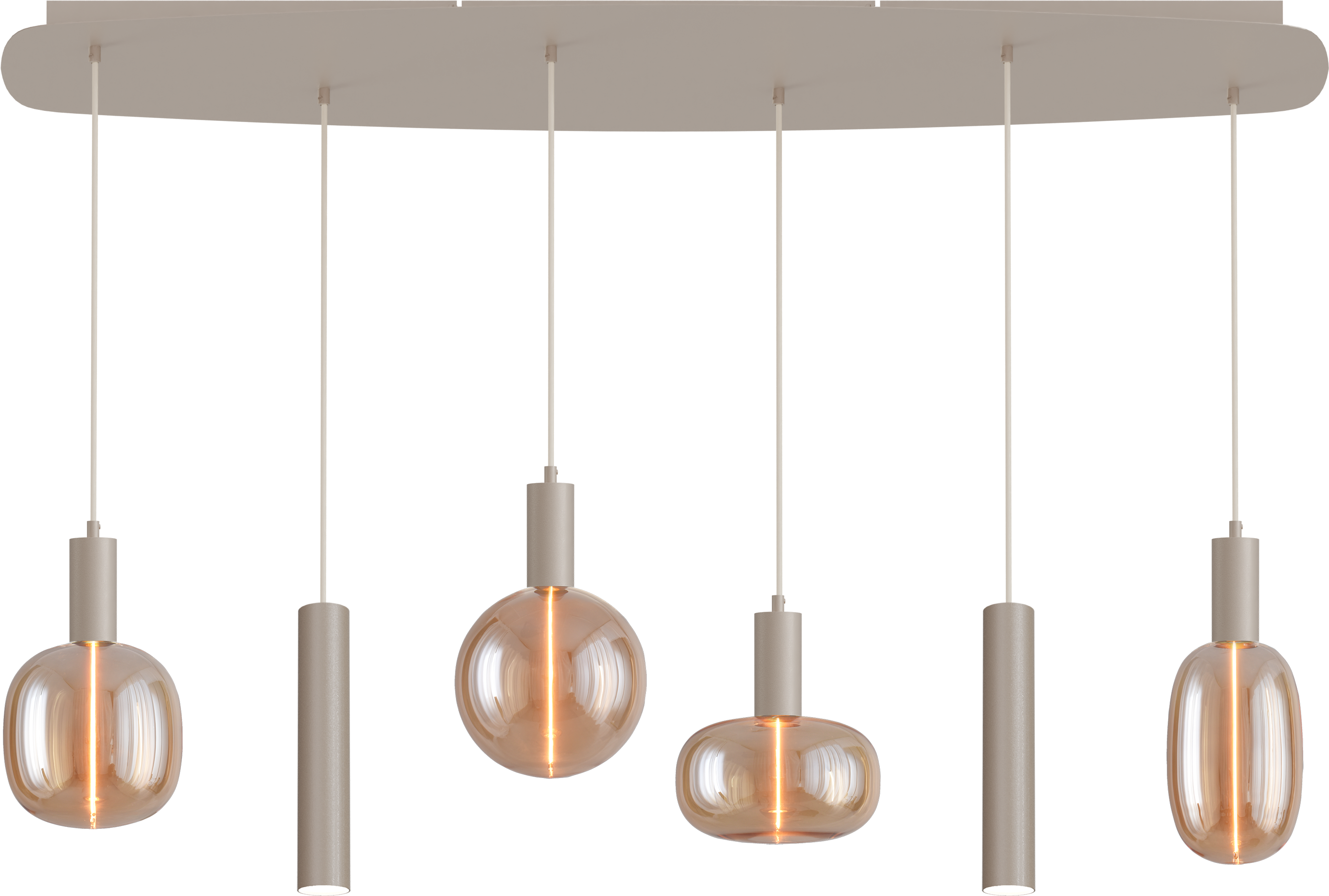 Tence HL TENCE E27 6-LIGHT BEIGE TERRA, BEAM DANISH OVAL BEIGE TERRA 140X45CM
