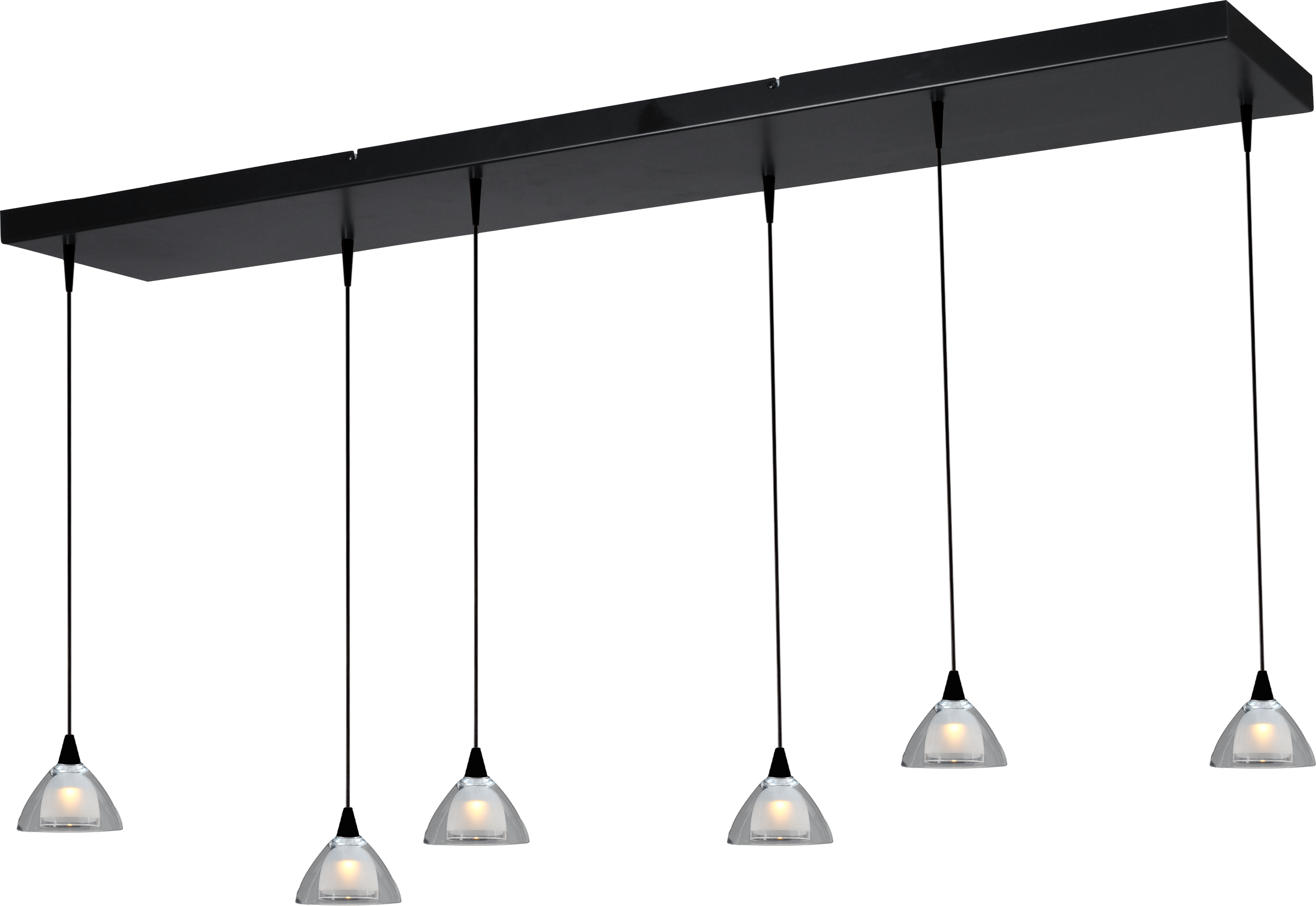 Caterina HL CATERINA 6-LIGHT BLACK , GLASS Ø12,5CM, BEAM BLACK 130X25CM