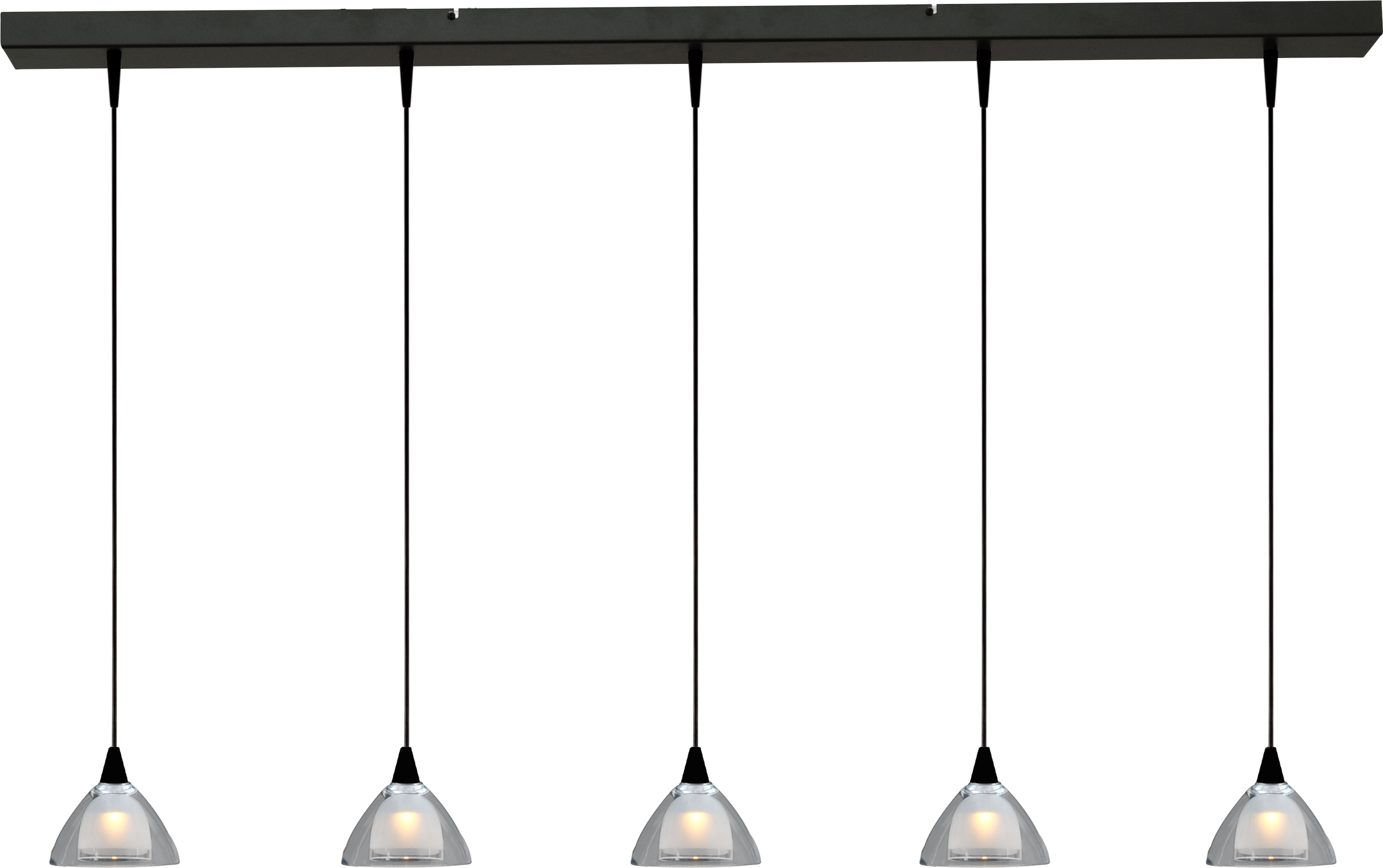Caterina HL CATERINA 5-LIGHT BLACK , GLASS Ø12,5CM, BEAM BLACK 130X8CM