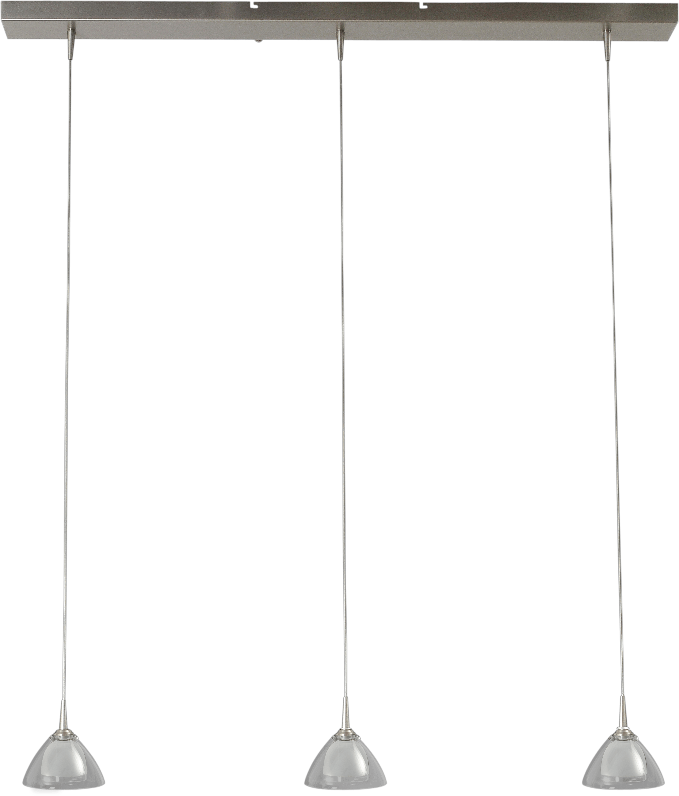 Caterina HL CATERINA 3-LIGHT MATT NICKEL, GLASS Ø12,5CM, BEAM MATT NICKEL 100X8CM
