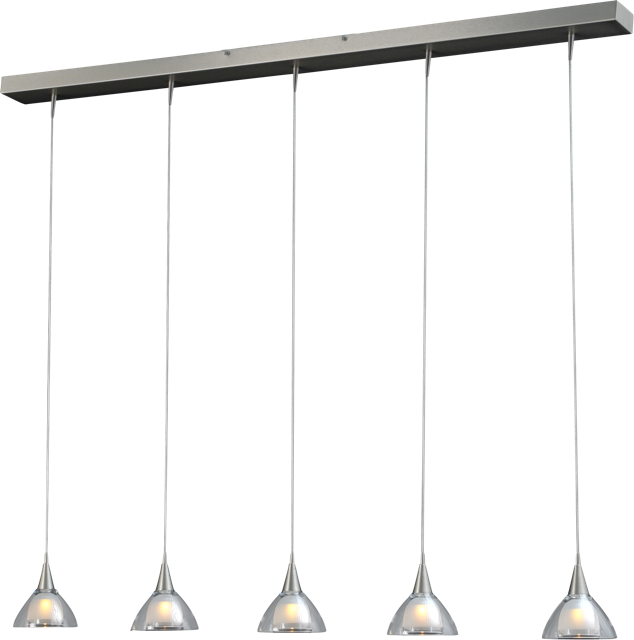 Caterina HL CATERINA 5-LIGHT MATT NICKEL, GLASS Ø12,5CM, BEAM MATT NICKEL 130X8CM