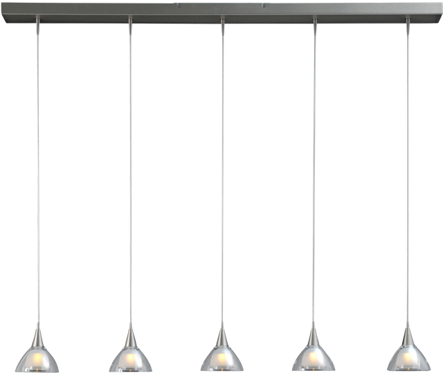 Caterina HL CATERINA 5-LIGHT MATT NICKEL, GLASS Ø12,5CM, BEAM MATT NICKEL 130X8CM