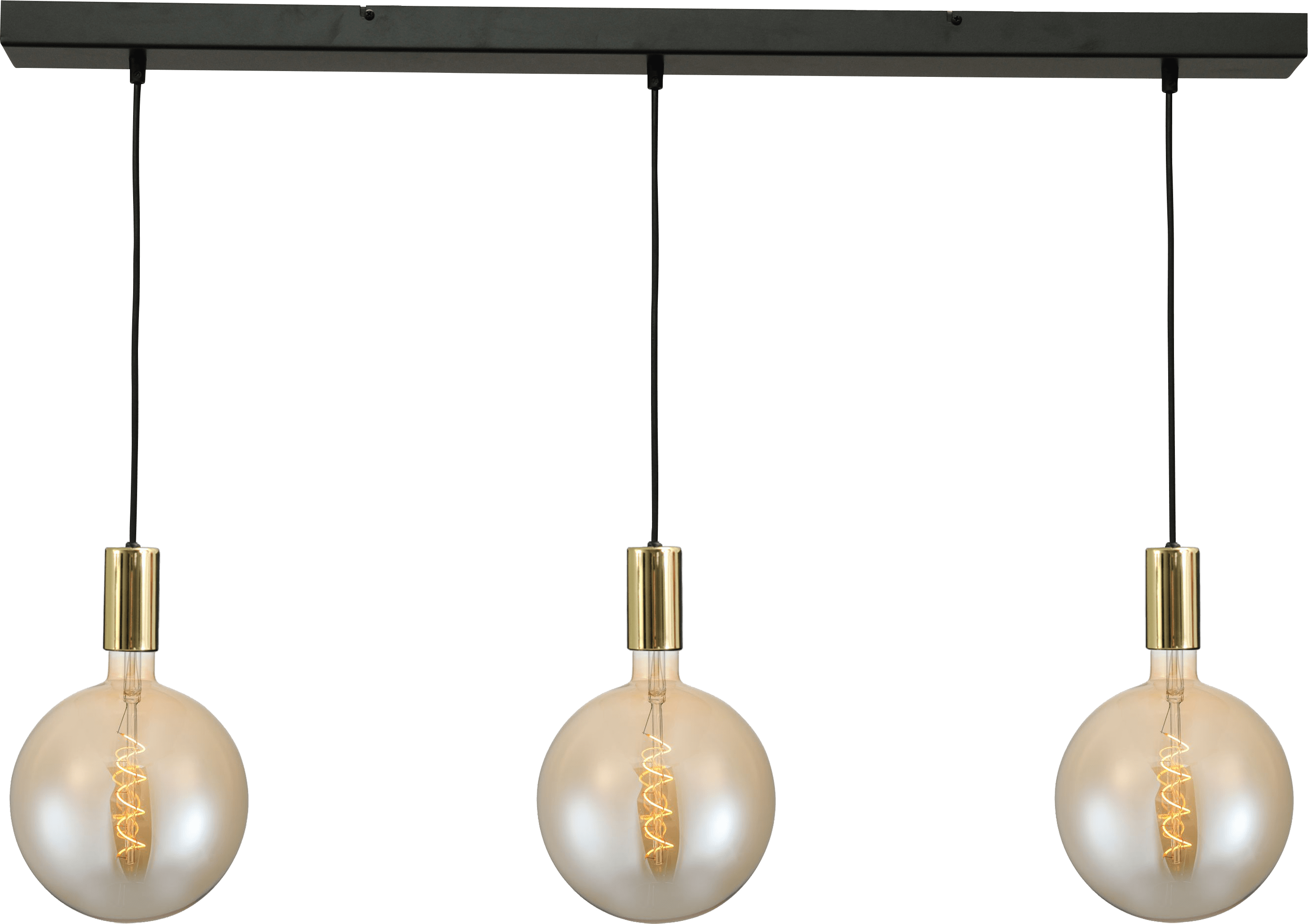 Tessi HL TESSI 3-LIGHT SHINY BRASS, BEAM BLACK 100X8CM