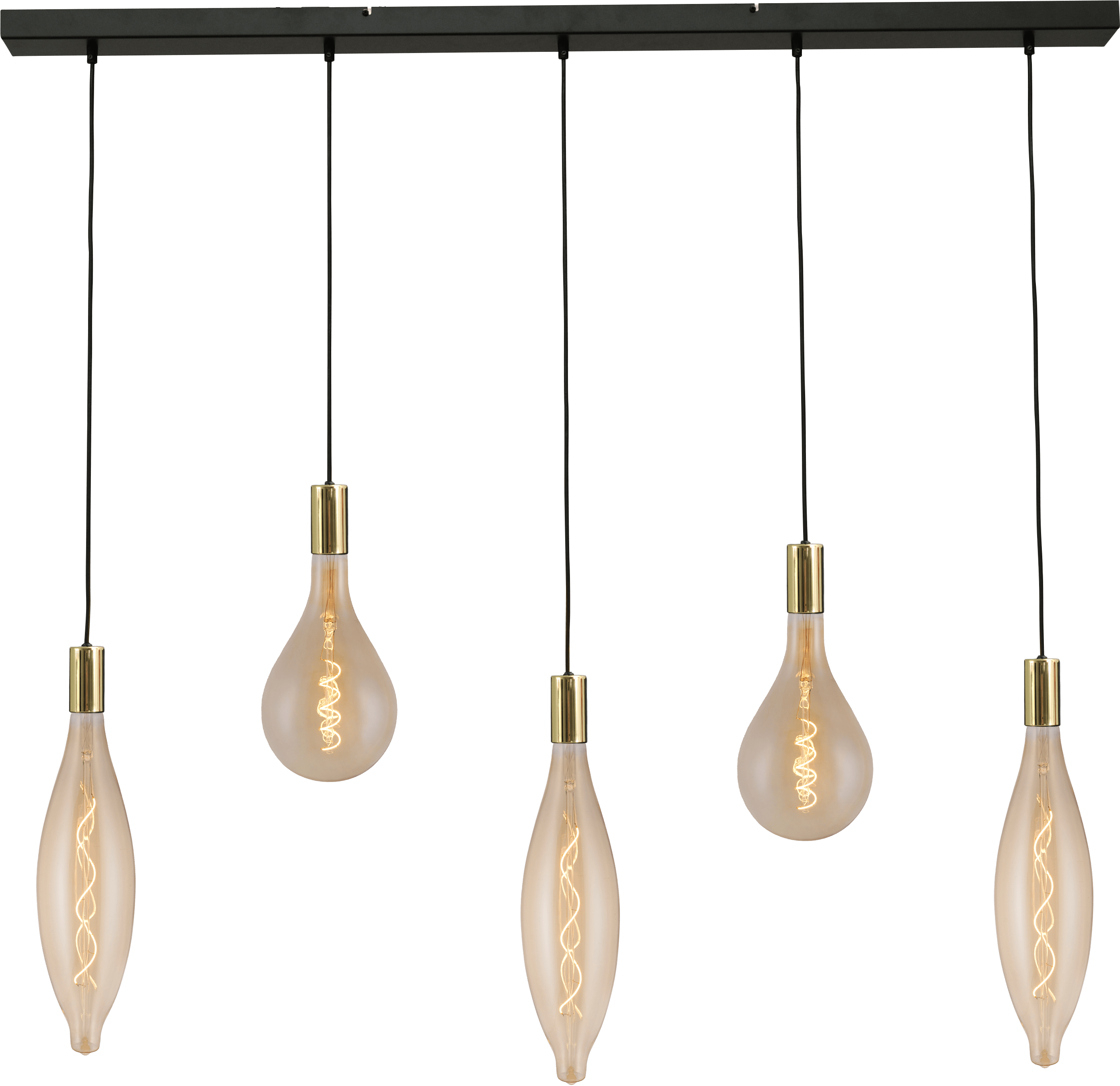 Tessi HL TESSI 5-LIGHT SHINY BRASS, BEAM BLACK 130X8CM