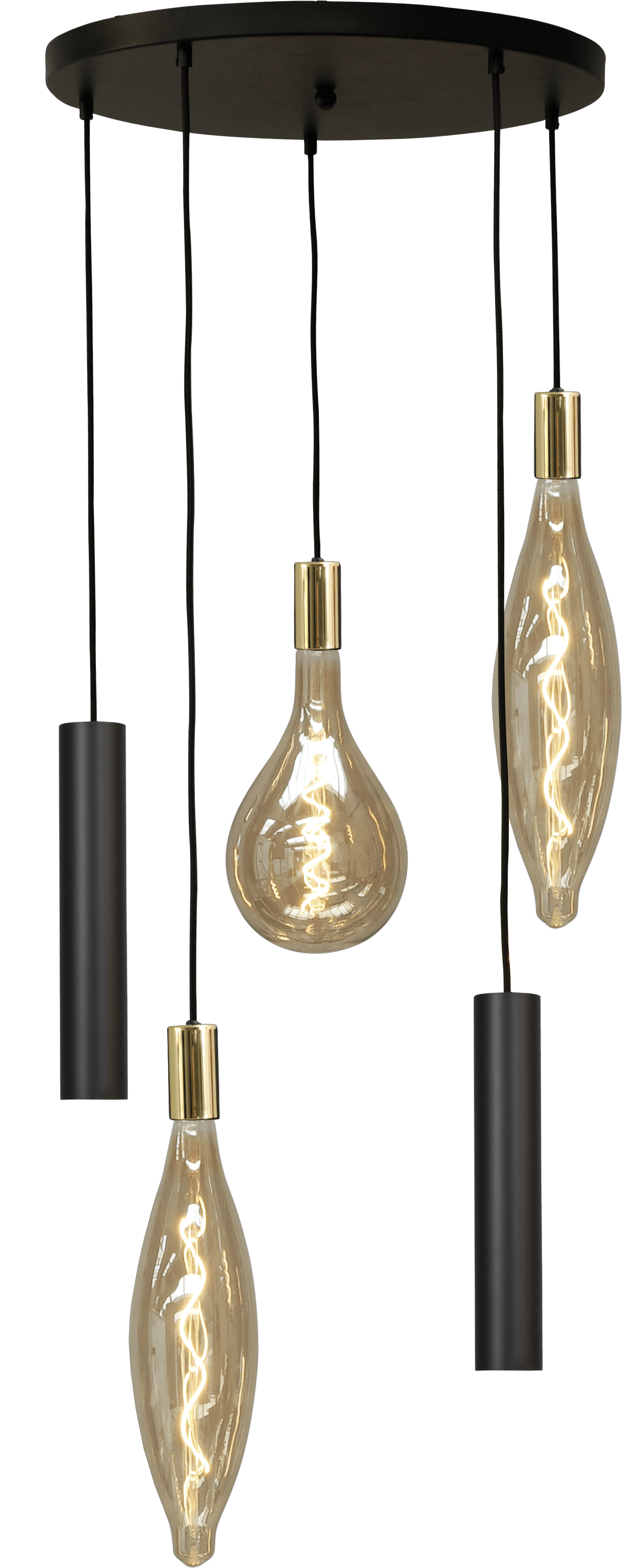 Tessi HL TESSI 5-LIGHT SHINY BRASS, BASE BLACK Ø50CM