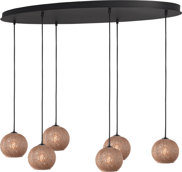 Corda HL CORDA 6-LIGHT BLACK BEAM OVAL BLACK 130X50CM