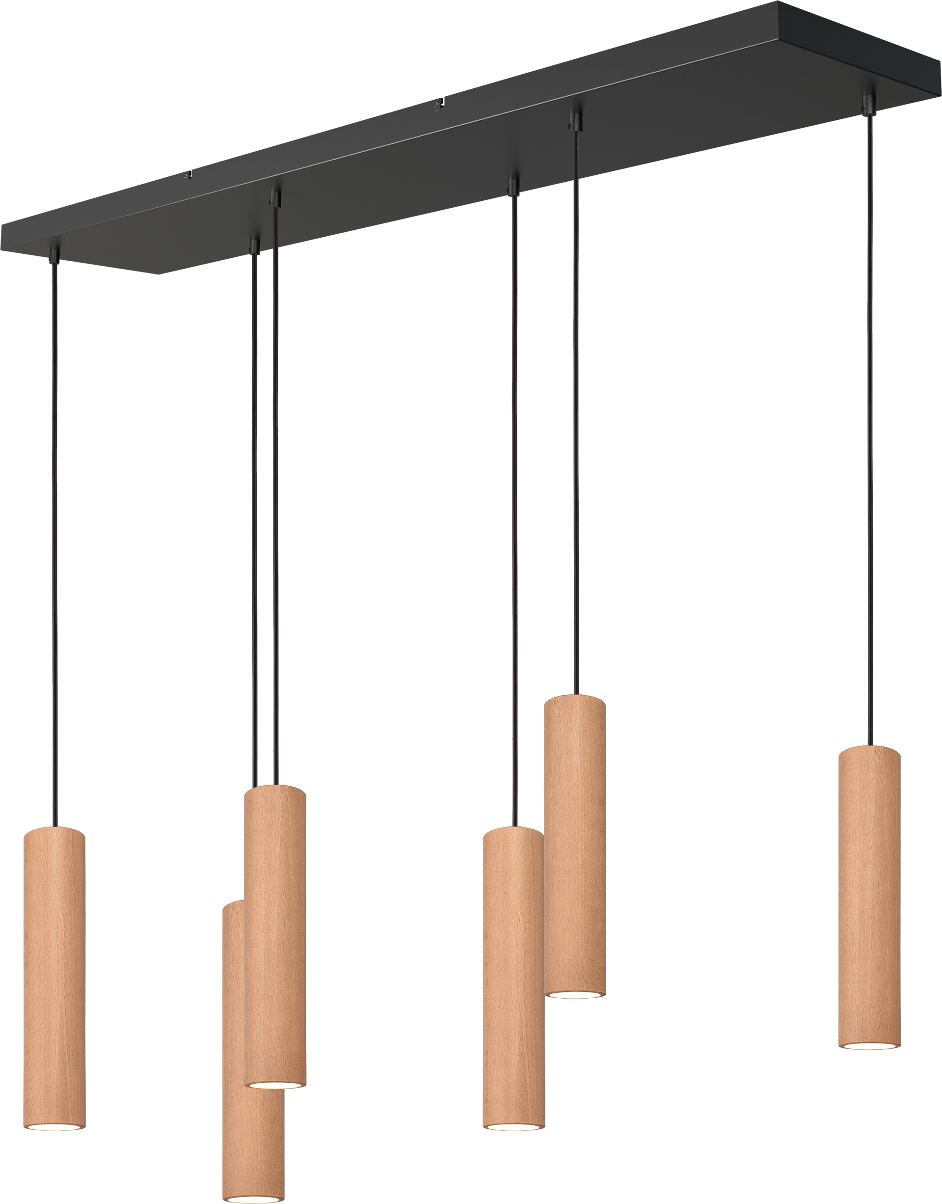 Tubino HL TUBINO 6-LIGHT NATURAL OAK, BEAM BLACK 130X25CM,