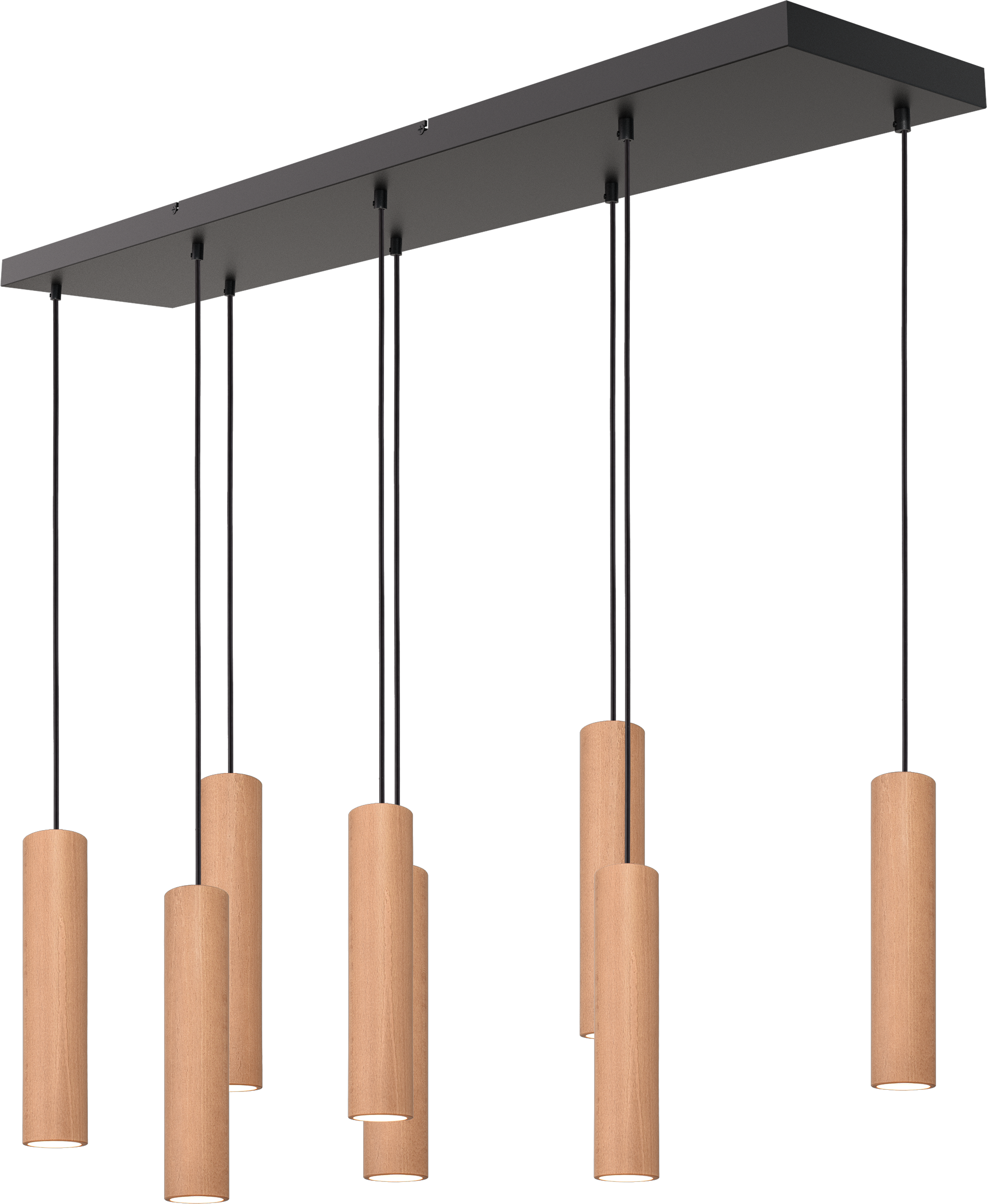 Tubino HL TUBINO 8-LIGHT NATURAL OAK, BEAM BLACK 130X25CM,
