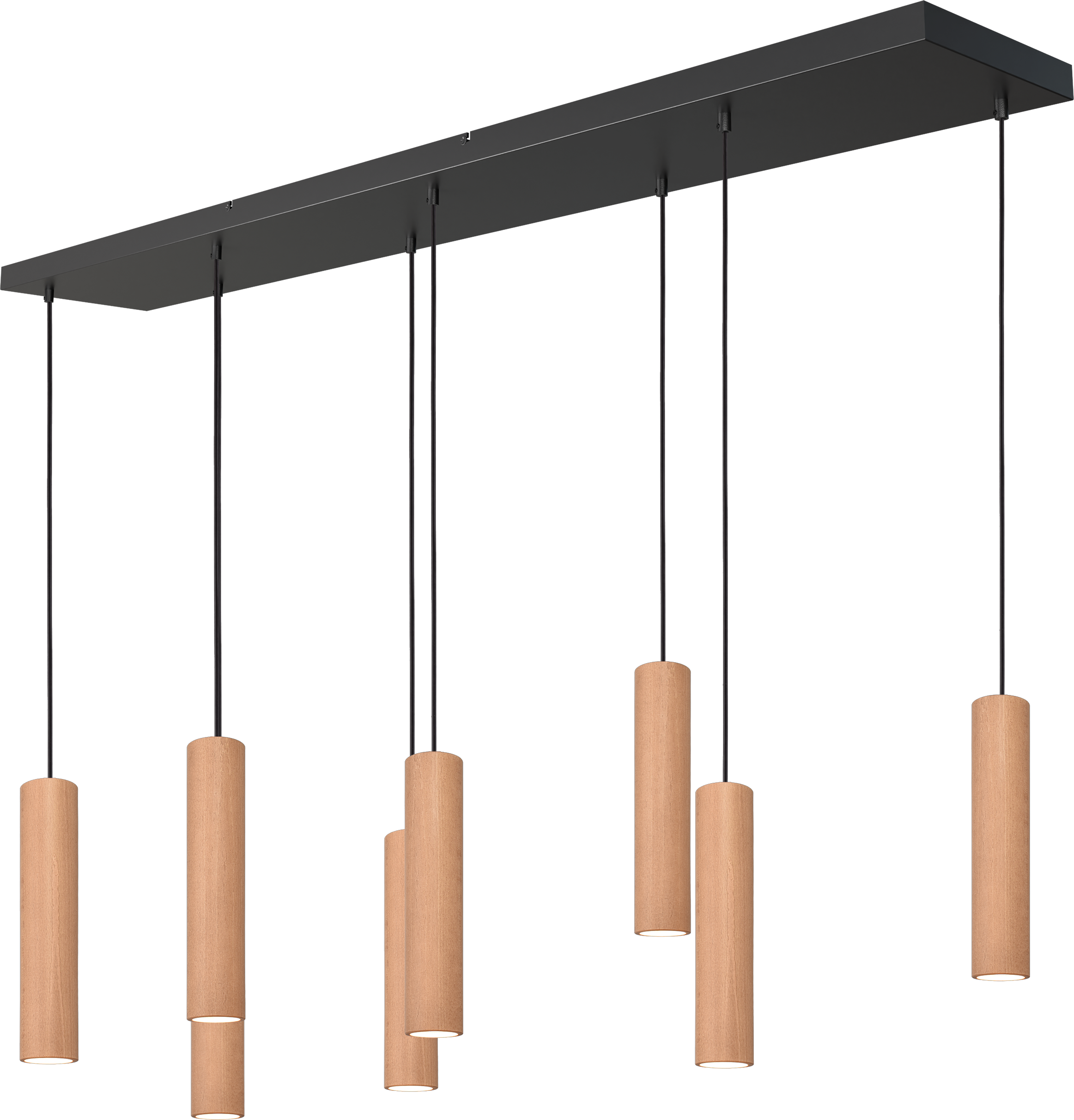 Tubino HL TUBINO 8-LIGHT NATURAL OAK, BEAM BLACK 160X25CM,