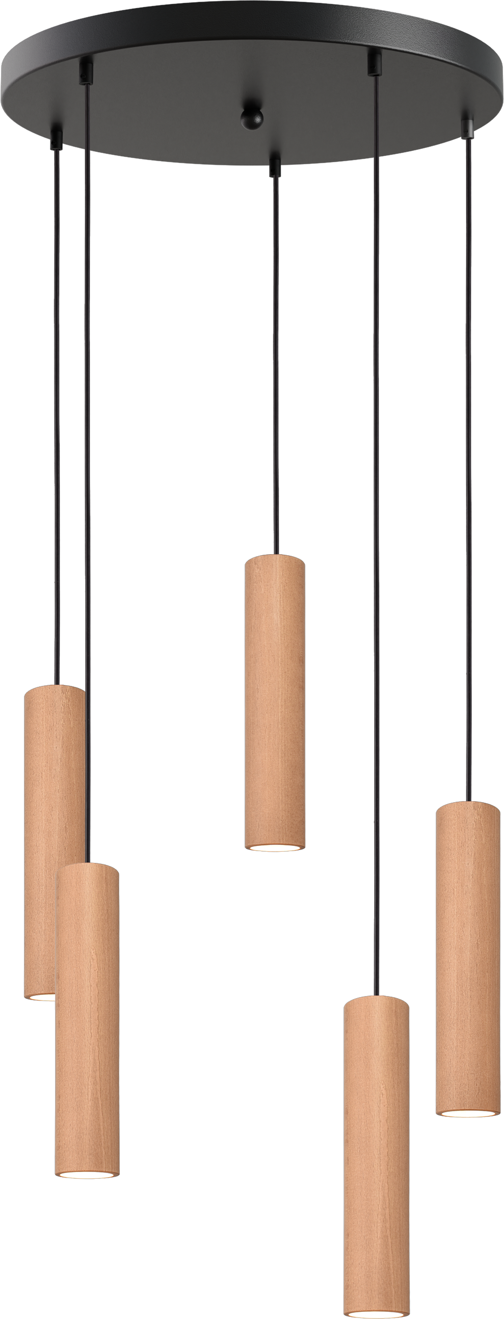 Tubino HL TUBINO 5-LIGHT NATURAL OAK, BASE BLACK Ø50CM,