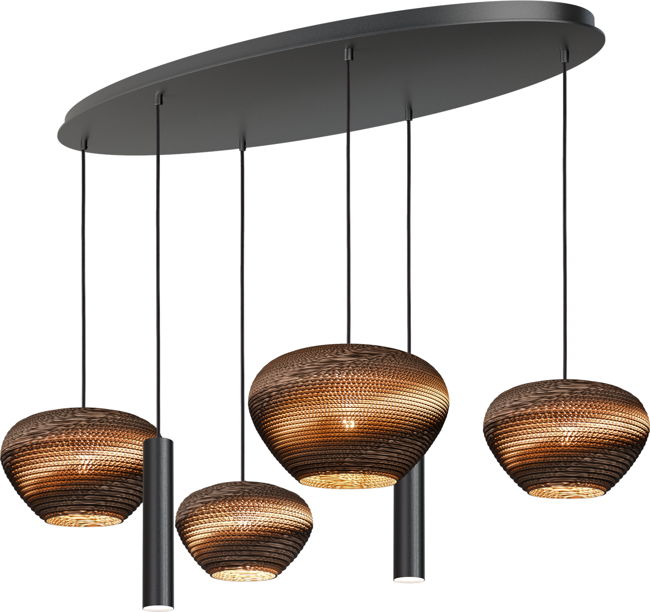 Carta Trendy HL CARTA TRENDY 6-LIGHT BLACK, BEAM OVAL BLACK 130X25CM