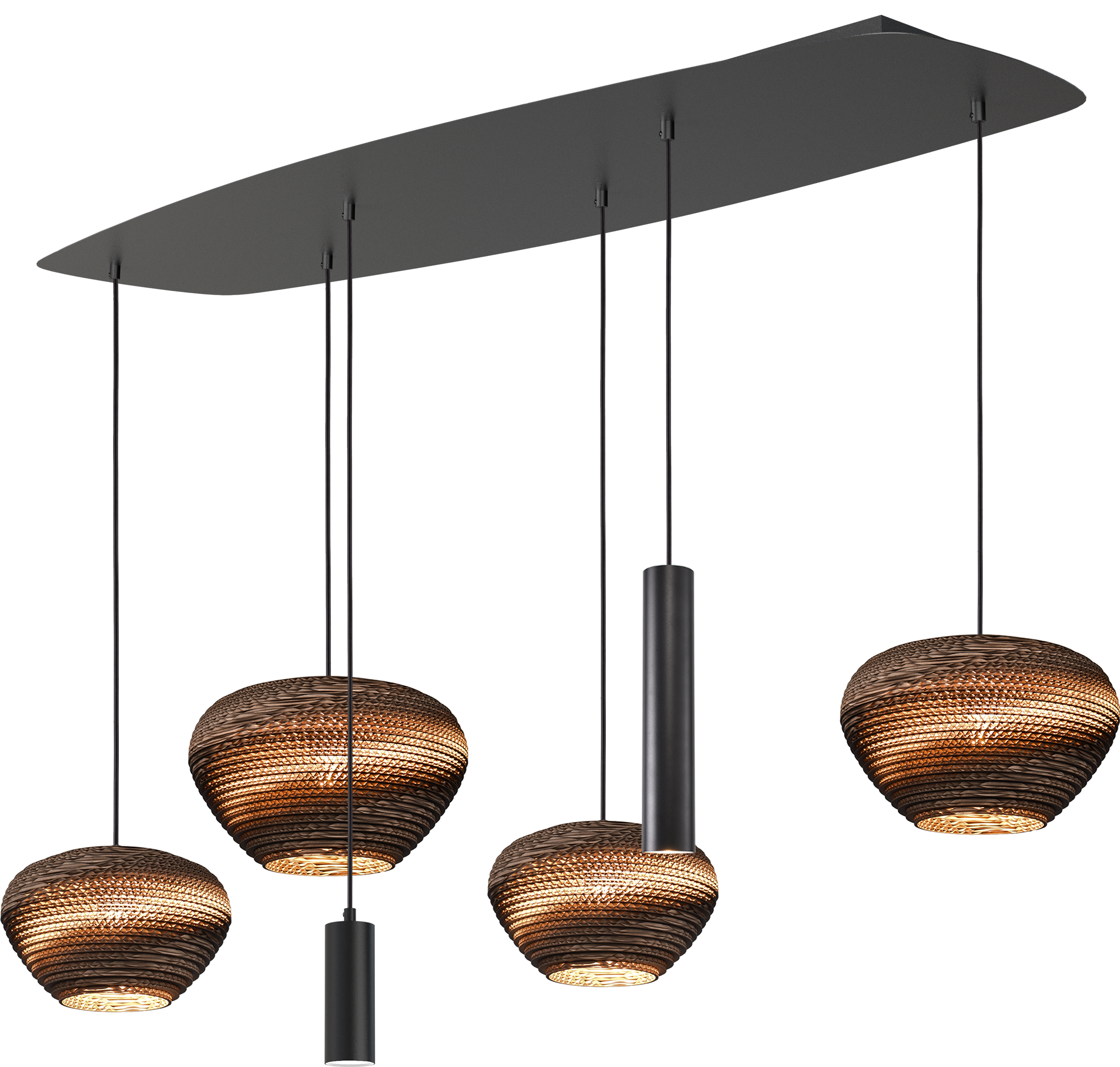 Carta Trendy HL CARTA TRENDY 6-LIGHT BLACK, BEAM DANISH OVAL BLACK 140X45CM