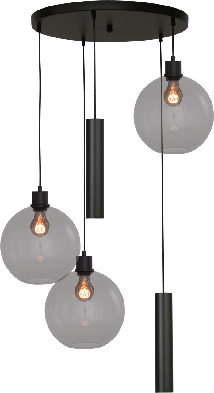 Lazise HL LAZISE 5-LIGHT MATT BLACK/MATT BLACK BASE Ø50CM