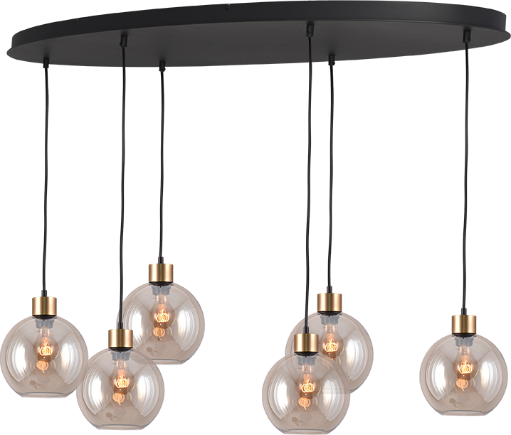 Lazise HL LAZISE 6-LIGHT MATT BLACK/MATT GOLD OVAL 130X50CM