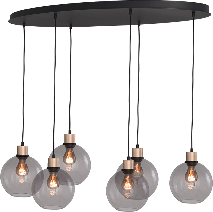 Lazise HL LAZISE 6-LIGHT MATT BLACK/MATT GOLD OVAL 130X50CM