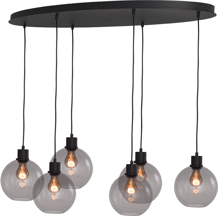 Lazise HL LAZISE 6-LIGHT MATT BLACK/MATT BLACK OVAL 130X50CM