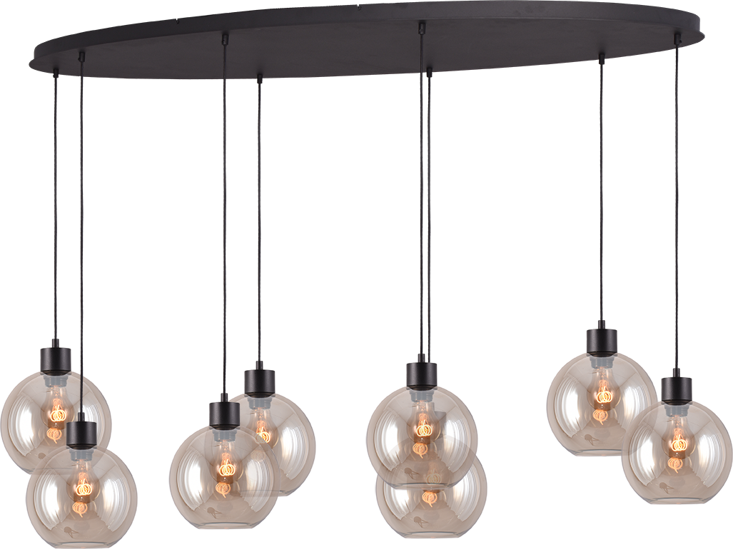 Lazise HL LAZISE 8-LIGHT MATT BLACK/MATT BLACK OVAL 160X60CM