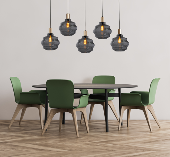 Porto HL PORTO 5LTS MATT BLACK/MATT GOLD BEAM 130X8CM