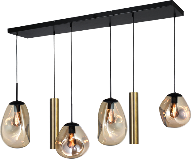 Lava HL LAVA 6-LIGHT MATT BLACK/MATT BLACK BEAM 130X25CM