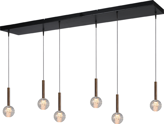 Elexa HL ELEXA 6-LIGHT ANTIQUE BRASS, BEAM BLACK 130X25CM